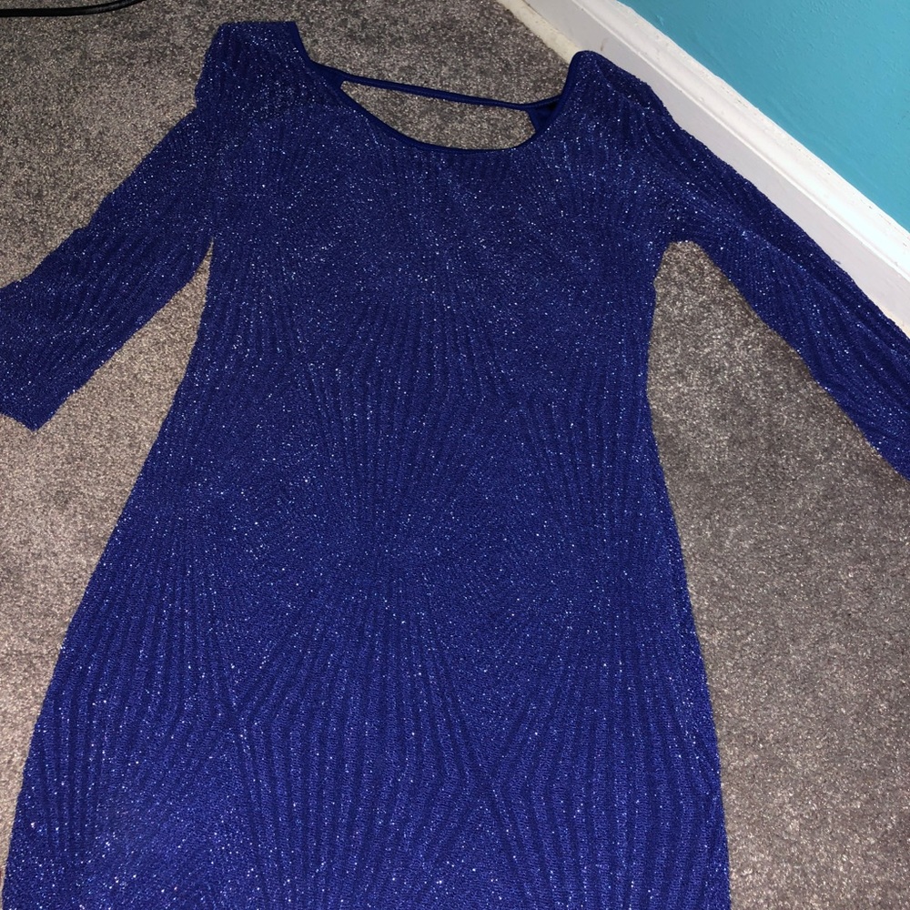 Sparkly royal blue tight short dress